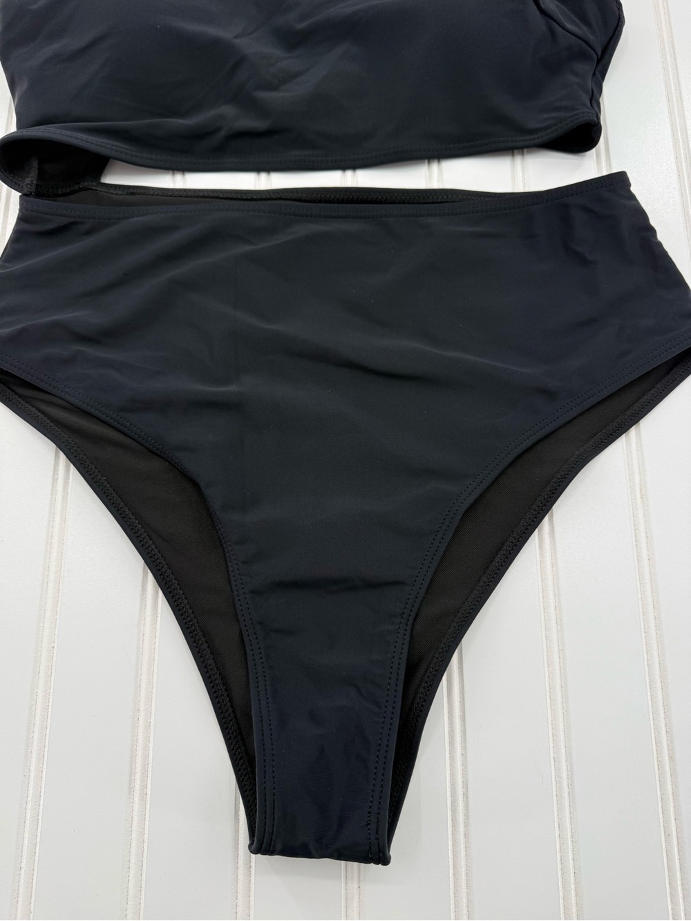 NWT Knit and Lounge One Shoulder Floral Detail Asymmetrical High Waist Swimsuit - Picture 7 of 14